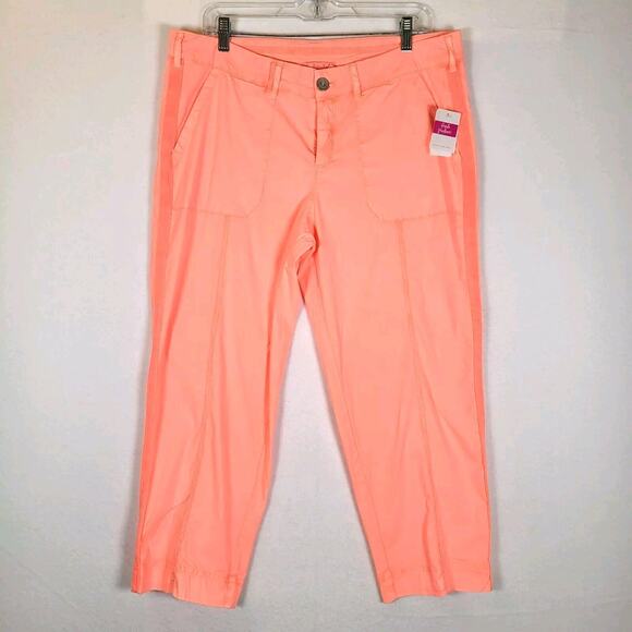Fresh Produce Womens Safari Pocket Capri Pants Size Large Orange Beachy Resort